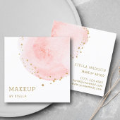 Blush Floral Petal Gold Glitter Stippen Vierkante Visitekaartje