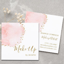 Blush Floral Petal Gold Glitter Stippen Vierkante Visitekaartje