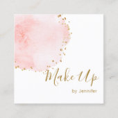 Blush Floral Petal Gold Glitter Stippen Vierkante Visitekaartje (Voorkant)