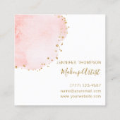 Blush Floral Petal Gold Glitter Stippen Vierkante Visitekaartje (Achterkant)