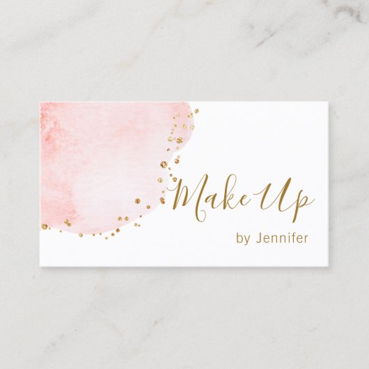Blush Floral Petal Gold Glitter Stippen Visitekaartje (Voorkant)