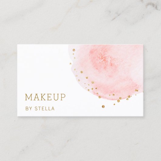Blush Floral Petal Gold Glitter Stippen Visitekaartje (Voorkant)
