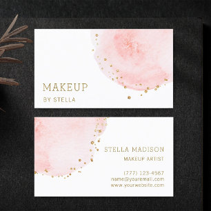 Blush Floral Petal Gold Glitter Stippen Visitekaartje