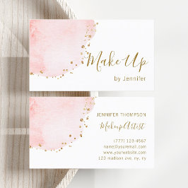 Blush Floral Petal Gold Glitter Stippen Visitekaartje