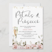 Blush Floral Petals en Prosecco Vrijgezellenfeest Kaart (Voorkant)