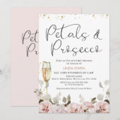 Blush Floral Petals en Prosecco Vrijgezellenfeest Kaart (Voorkant / Achterkant)