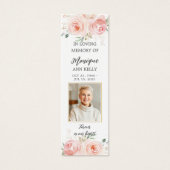 Blush Floral Photo Funeral Memorial Bladwijzer Mini Visitekaartjes (Voorkant)