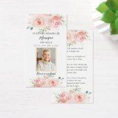 Blush Floral Photo Funeral Memorial Bladwijzer Visitekaartje (Bureau)