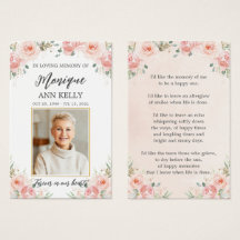Blush Floral Photo Funeral Memorial Bladwijzer