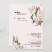 Blush Floral Pink Bridal Lingerie Shower Kaart (Voorkant)