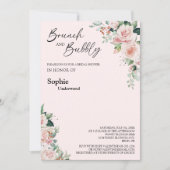 Blush Floral Pink Brunch en Bubble Vrijgezellenfee Kaart (Voorkant)