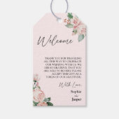 Blush Floral Pink Destination Weddenschap Welkom Cadeaulabel (Voorkant)