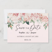 Blush Floral Pink Flat Save the Date Kaart (Voorkant)