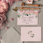 Blush Floral Pink Flat Save the Date Kaart