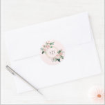 Blush Floral Pink Monogram Wedding Sticker<br><div class="desc">Dit blote roze monogram sticker voor het bruiloft van de blote roze monogram is voorzien van prachtige, klassieke kastanjebruine achtergronden van pastelroze en marineblauw met eenvoudige moderne typografie en elegante kalligrafie om een verfijnde toon aan te geven voor elke soort gebeurtenis. Elk product is voorzien van prachtige blush roze rozen...</div>