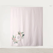 Blush Floral Pink Monogram Weduwfoto Achtergrond Wandkleed (Voorkant)
