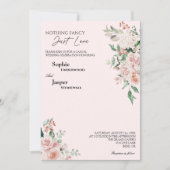 Blush Floral Pink Niets Fancy Foto bruiloft Kaart (Voorkant)