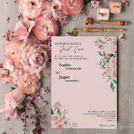 Blush Floral Pink niets Fancy Liefde Weddenschap Kaart
