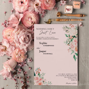 Blush Floral Pink niets Fancy Liefde Weddenschap Kaart