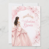 Blush Floral Pink Quinceañera Invitation Kaart (Achterkant)