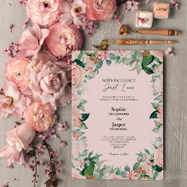 Blush Floral Pink Simple Niets Fancy Weddenschap Kaart