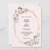 Blush Floral Pink Simple Photo Weddenschap Kaart (Voorkant)