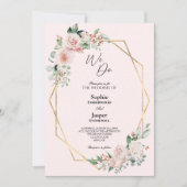 Blush Floral Pink Simple We Weddenschap Kaart (Voorkant)