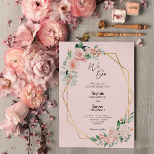 Blush Floral Pink Simple We Weddenschap Kaart
