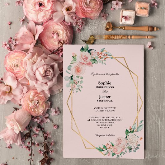 Blush Floral Pink Simple Weddenschap Kaart
