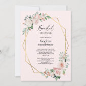 Blush Floral Pink Simple Wedding Vrijgezellenfeest Kaart (Voorkant)