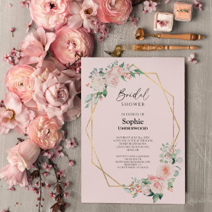 Blush Floral Pink Simple Wedding Vrijgezellenfeest Kaart