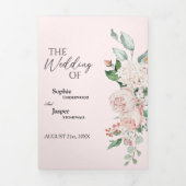 Blush Floral Pink Tri-Fold Wedding Invitation Drieluik Uitnodiging (Cover)