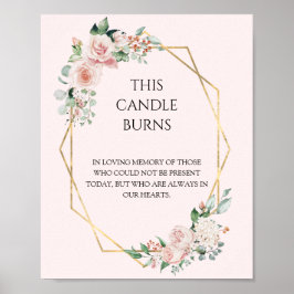 Blush Floral Pink Weddenschap deze kaars brandt Poster