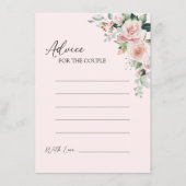 Blush Floral Pink Wedding Advice Kaart (Voorkant)