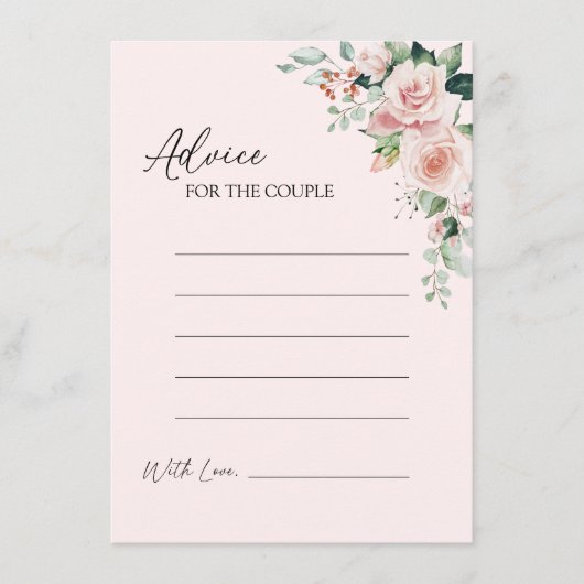 Blush Floral Pink Wedding Advice Kaart (Voorkant)