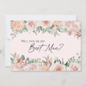 Blush Floral Pink Wedding Best Man proposal Kaart (Voorkant)