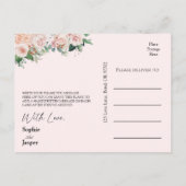 Blush Floral Pink Wedding Dank je Briefkaart (Achterkant)