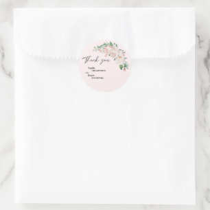 Blush Floral Pink Wedding Dank je Sticker