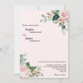 Blush Floral Pink Wedding Invitation Kaart (Voorkant)