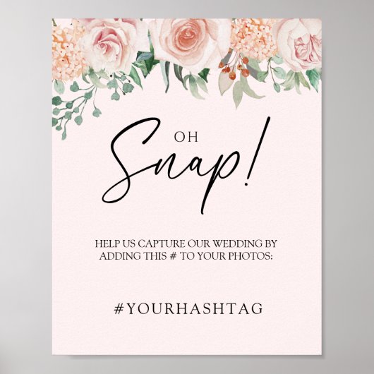 Blush Floral Pink Wedding Oh Snap Poster (Voorkant)