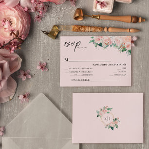 Blush Floral Pink Wedding Song Request RSVP-kaart RSVP Kaartje