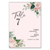 Blush Floral Pink Wedding Table Number Kaart (Achterkant)