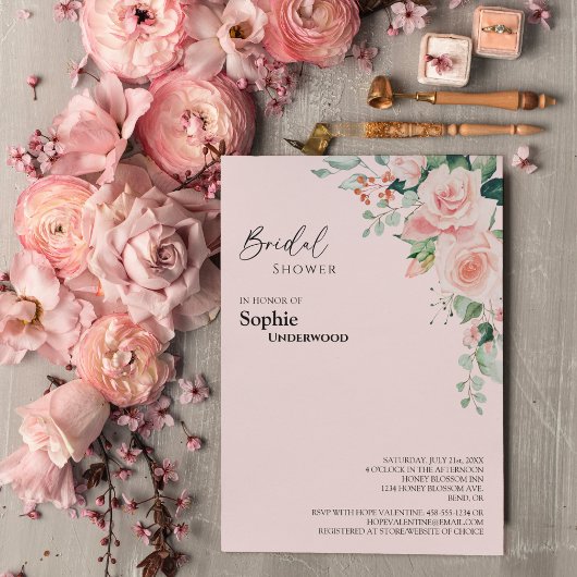 Blush Floral Pink Wedding Vrijgezellenfeest Kaart