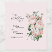 Blush Floral Pink Wine Label Wijn Etiket (Enkel label)