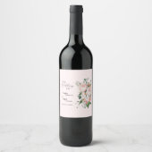 Blush Floral Pink Wine Label Wijn Etiket (Voorkant)