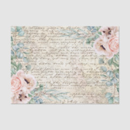  Blush Floral Poppy Old Letter-ontkoppeling Tissuepapier