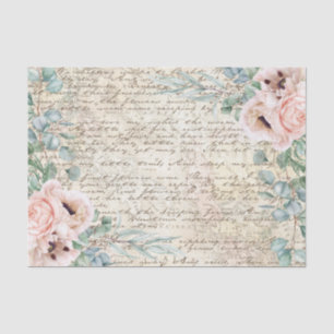  Blush Floral Poppy Old Letter-ontkoppeling Tissuepapier