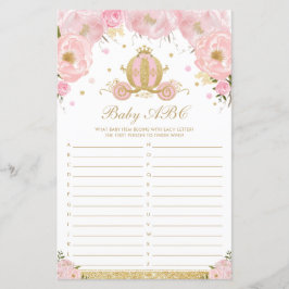 Blush Floral Princess Baby ABC Baby shower Game