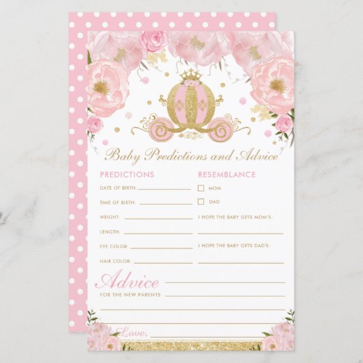 Blush Floral Princess Baby Predictions and Advice (Voorkant / Achterkant)