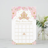Blush Floral Princess Baby shower Bingo Game (Staand voorkant)